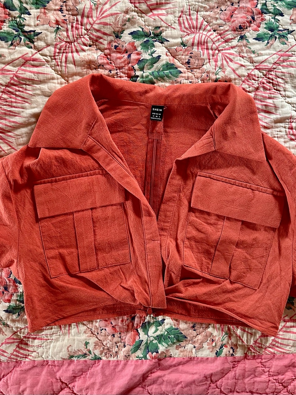 Shein Rust Orange Cropped Utility Top